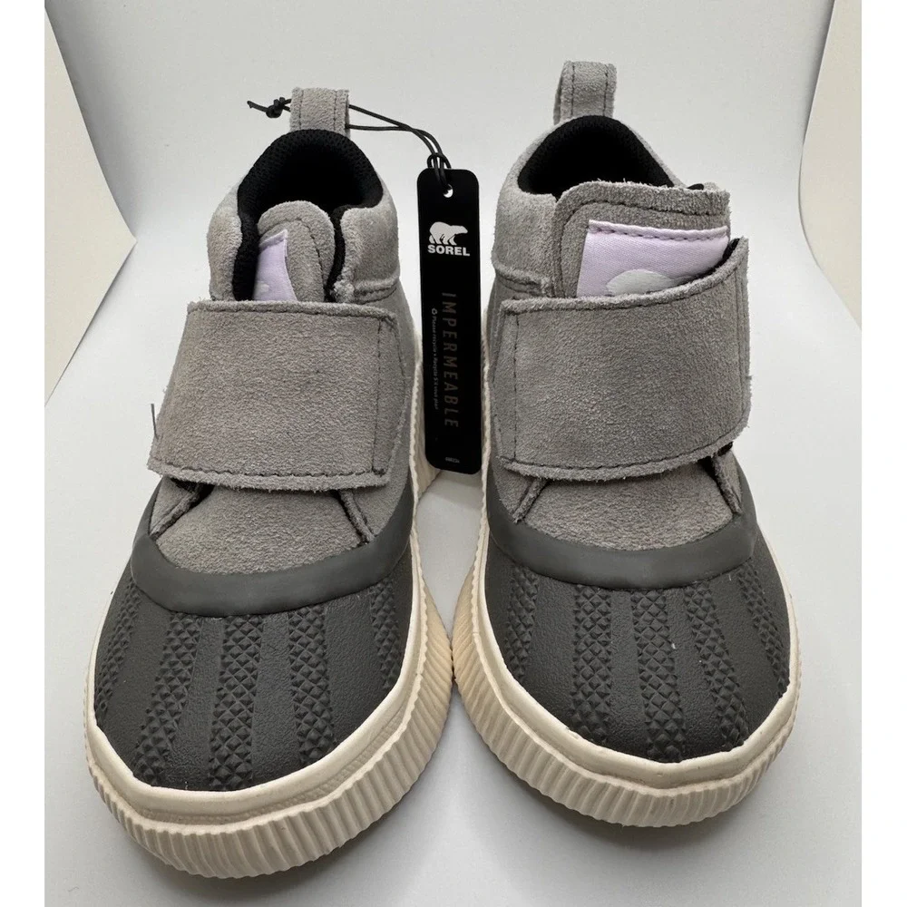 Sorel Gray Purple Child Out N About IV Strap Waterproof Boots Sz 7 Toddler - NEW